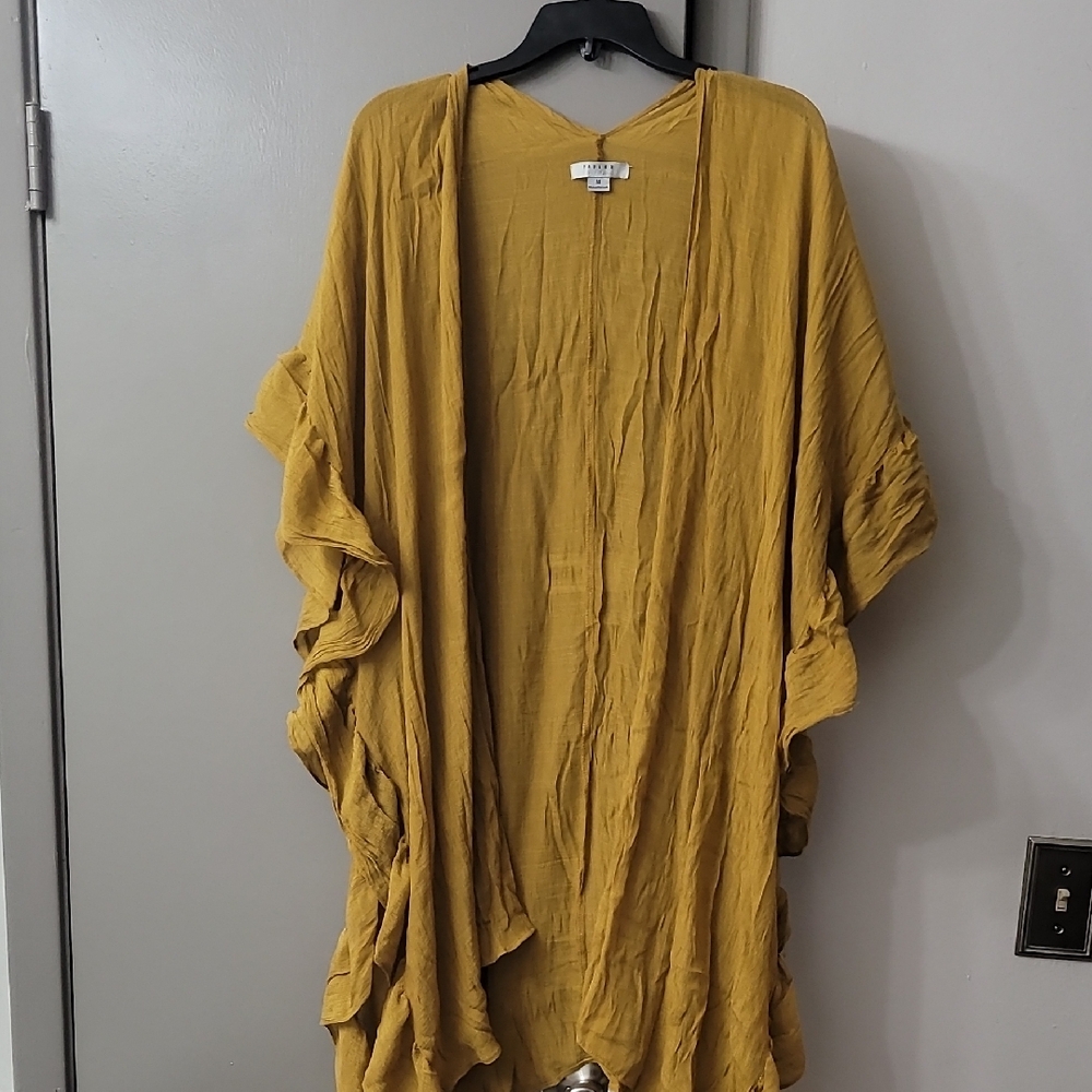 Mustard Yellow Lightweight Open-Front Kimono